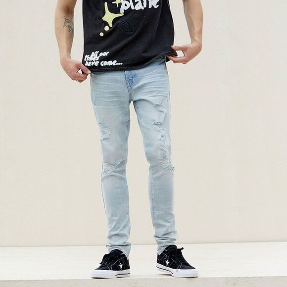 PacSun Light Wash Destroyed Skinny Jeans | Men’s Size 30x32 - Picture 9 of 9